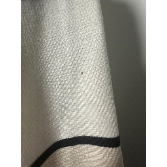 ST JOHN Striped Draped Cream Navy Sweater Jacket Size 4 - Picture 5 of 8